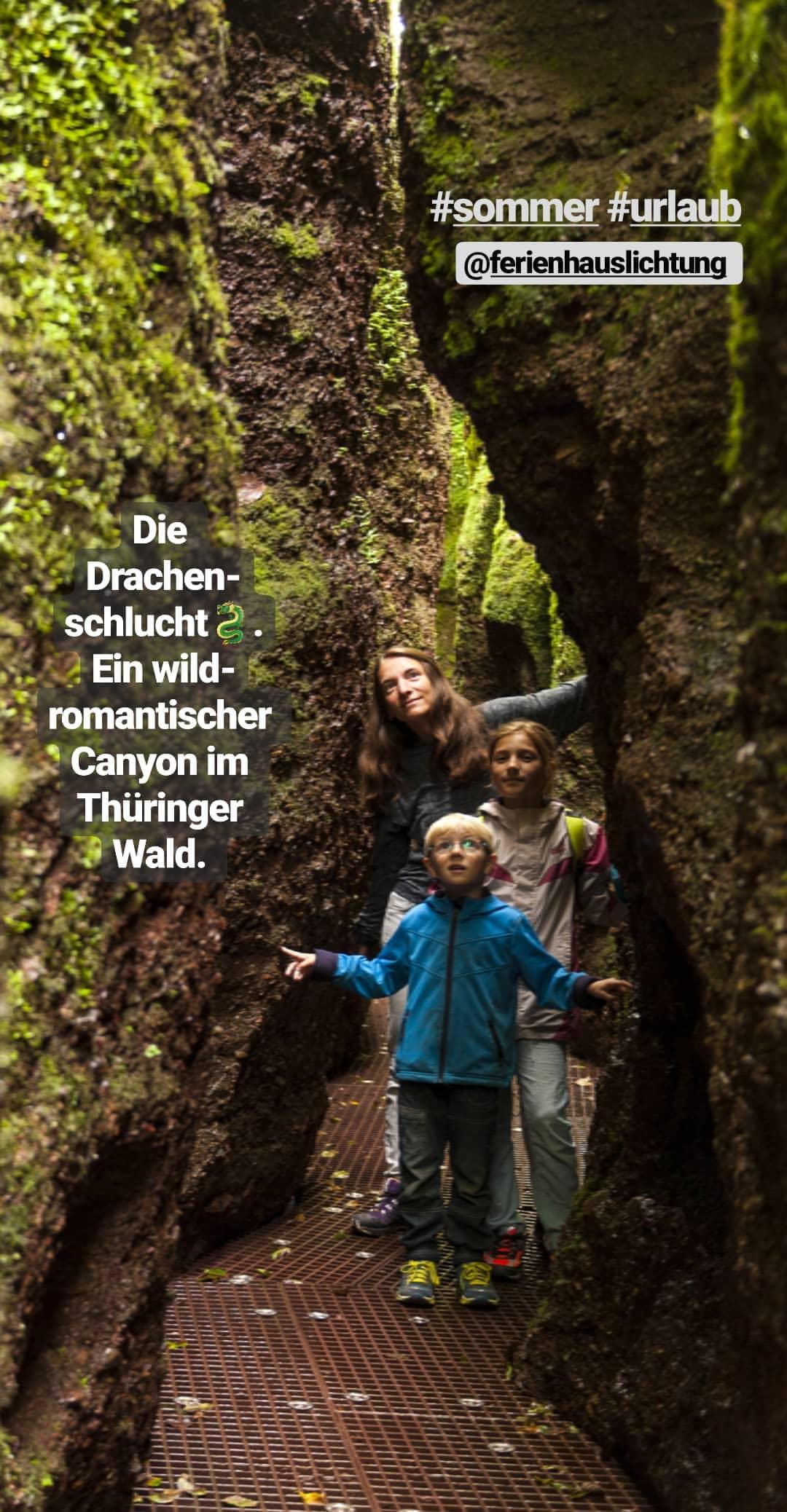 Die Drachenschlucht bei Eisenach. Ein wildromantischer Canyon im Thüringer Wald bei der Ferienhaus Lichtung