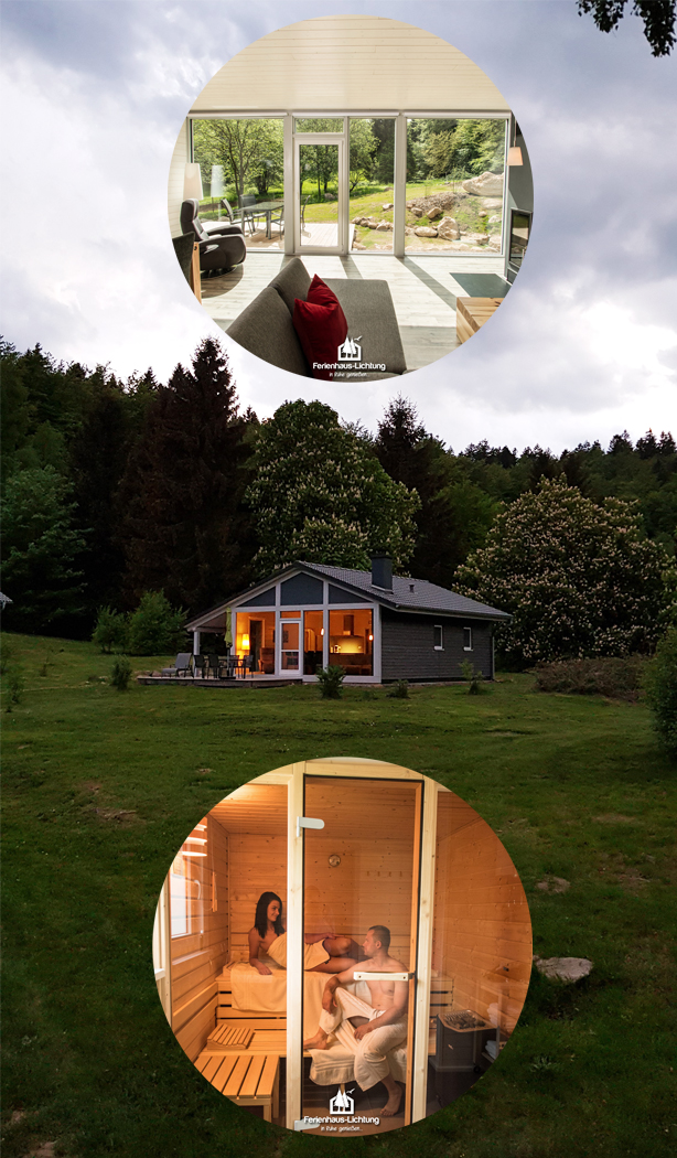 Ferienhaus mit Sauna im Wald für deine Wellness Auszeit