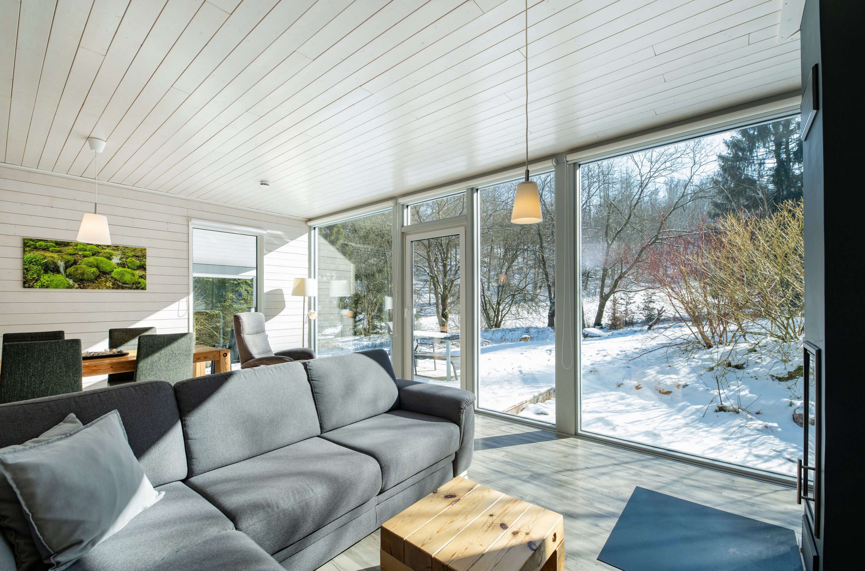 Blick aus dem Haus in die Winterlandschaft.